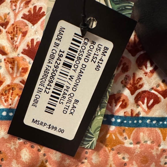 Badgley Mischka Black Quilted Mini Bag with Chain and Pearl Details - Picture 5 of 7